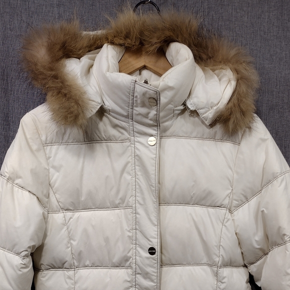 Kangbo Down Filled Puffer Coat Women's S White Cozy Warm Minimalist Winter - Picture 2 of 13